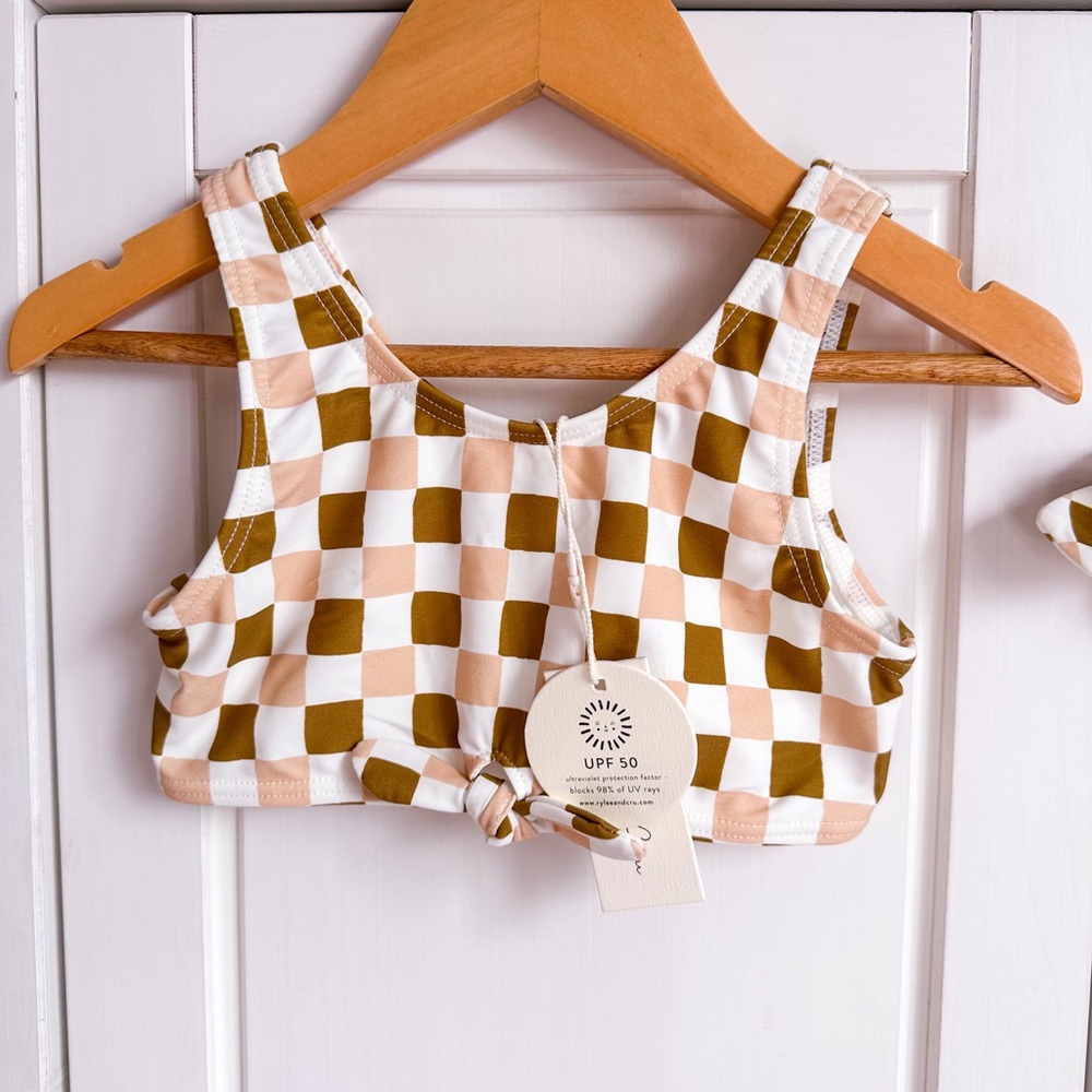 NWT! Rylee & Cru Knotted Swimsuit - Retro Check (6/7 years) - Picture 3 of 3